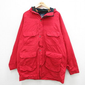 【中古】古着 ウールリッチ WOOLRICH 長袖ジャケット マウンテンパーカー メンズ 90年代 90s ロクヨンクロス ロング丈 ラグラン USA製 アメリカ製 赤 レッド 内側ウール Lサイズ 中古 アウター | 秋冬 秋物 秋服 冬物 冬服 カジュアル メンズファッション ファッション