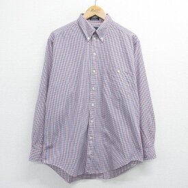 【中古】古着 ノーティカ NAUTICA 長袖 ブランドシャツ メンズ 90年代 90s コットン ボタンダウン 紺他 ネイビー チェック Lサイズ 中古 トップス | 春夏 春物 春服 秋冬 秋物 秋服 カジュアルシャツ メンズファッション 長袖シャツ おしゃれ カジュアル