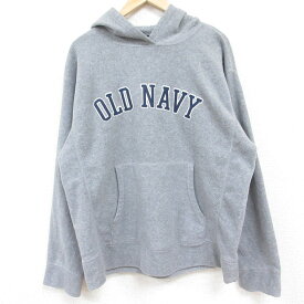 【中古】古着 オールドネイビー OLD NAVY 長袖 フリース トップスパーカー メンズ 00年代 00s ビッグロゴ ポリエステル グレー XLサイズ 中古 スエット トレーナー | 春夏 春物 春服 秋冬 秋物 秋服 メンズファッション カジュアル おしゃれ ファッション