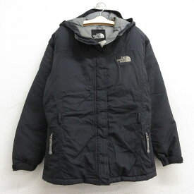 【中古】古着 ノースフェイス THE NORTH FACE 長袖 ダウンジャケットパーカー キッズ ガールズ 子供服 ワンポイントロゴ 黒 ブラック 【spe】 | 春夏 春物 春服 秋冬 秋物 秋服 女の子 子ども服 こども服 カジュアル ファッション おしゃれ かわいい