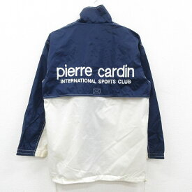 【中古】古着 ピエールカルダン pierre cardin 長袖 ナイロンジャケット メンズ ビッグロゴ 刺繍 紺他 ネイビー 内側メッシュ Sサイズ 小さいサイズ 中古 アウター ウインドブレーカー | 春夏 春物 春服 秋冬 秋物 秋服 カジュアル メンズファッション ファッション お