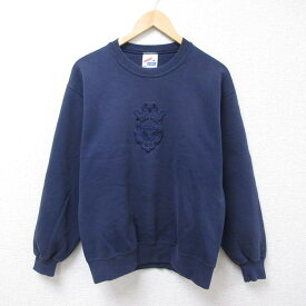 【中古】古着 ジャージーズ 長袖スウェット メンズ 90年代 90s OWGA 刺繍 クルーネック 丸首 USA製 アメリカ製 濃紺 ネイビー Mサイズ 中古 スエット トレーナー トップス | 春夏 春物 春服 秋冬 秋物 秋服 メンズファッション カジュアル おしゃれ ファッション