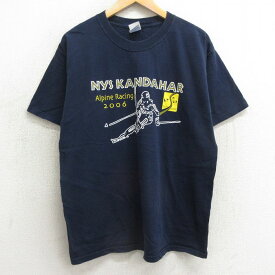 【中古】古着 半袖 ビンテージ ヴィンテージTシャツ メンズ 00年代 00s スキー NYS KANDAHAR コットン クルーネック 丸首 紺 ネイビー Lサイズ 中古 | 春夏 夏物 夏服 ヴィンテージTシャツ メンズファッション カットソー ティーシャツ ティシャツ メンズTシャツ 半袖T