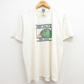 【中古】古着 フルーツオブザルーム 半袖 ビンテージ ヴィンテージTシャツ メンズ 00年代 00s 鳥 クルーネック 丸首 生成り Lサイズ 中古 | 春夏 夏物 夏服 ヴィンテージTシャツ メンズファッション カットソー ティーシャツ ティシャツ メンズTシャツ 半袖Tシャツ 半