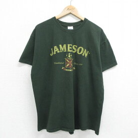 【中古】古着 半袖 ビンテージ ヴィンテージTシャツ メンズ 00年代 00s ジェイムリン ウイスキー 大きいサイズ 2L LL ビッグシルエット ゆったり ビッグサイズ オーバーサイズ コットン クルーネック 丸首 緑 グリーン XLサイズ 中古 | 春夏 夏物 夏服 ヴィンテージTシ