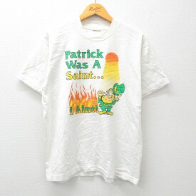 【中古】古着 半袖 ビンテージ ヴィンテージTシャツ メンズ 90年代 90s パトリック クルーネック 丸首 白 ホワイト Mサイズ 中古 | 春夏 夏物 夏服 ヴィンテージTシャツ メンズファッション カットソー ティーシャツ ティシャツ メンズTシャツ 半袖Tシャツ 半袖ティー