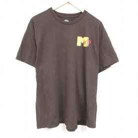 【中古】古着 半袖Tシャツ メンズ MVP 大きいサイズ 2L LL ビッグシルエット ゆったり ビッグサイズ オーバーサイズ コットン クルーネック 丸首 こげ茶 ブラウン XLサイズ 中古 中古メンズ半袖プリントキャラクター