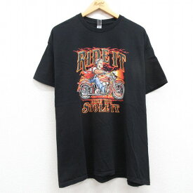 【中古】古着 半袖Tシャツ メンズ バイク コットン クルーネック 丸首 黒 ブラック XLサイズ 中古 | 春夏 夏物 夏服 メンズファッション カットソー ティーシャツ ティシャツ メンズTシャツ 半袖Tシャツ 半袖ティーシャツ カジュアルTシャツ おしゃれ カジュアル