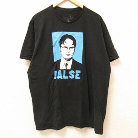 【中古】古着 半袖Tシャツ メンズ ドラマ ジオフィス レインウィルソン 大きいサイズ 2L LL ビッグシルエット ゆったり ビッグサイズ オーバーサイズ コットン クルーネック 丸首 黒 ブラック XLサイズ 中古 中古メンズ半袖プリントキャラクター