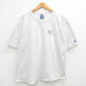 【中古】古着 チャンピオン champion 半袖 ビンテージ ヴィンテージTシャツ メンズ 90年代 90s 大きいサイズ 2L LL ビッグシルエット ゆったり ビッグサイズ オーバーサイズ クルーネック 丸首 薄グレー 霜降り XLサイズ 中古 | 春夏 夏物 夏服 ヴィンテージTシャツ メ