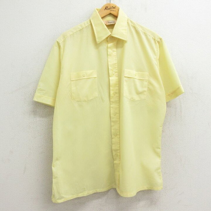 楽天市場】【中古】古着 80s 半袖シャツ メンズ イエロー ストライプ 