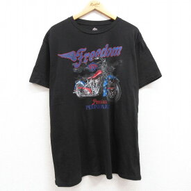 【中古】古着 半袖Tシャツ メンズ バイク 大きいサイズ 2L LL ビッグシルエット ゆったり ビッグサイズ オーバーサイズ クルーネック 丸首 黒 ブラック XLサイズ 中古 | 春夏 夏物 夏服 メンズファッション カットソー ティーシャツ ティシャツ メンズTシャツ 半袖Tシ