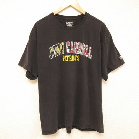 【中古】古着 チャンピオン Champion 半袖Tシャツ メンズ JOHN CARROLL コットン クルーネック 丸首 黒 ブラック XLサイズ 中古 | 春夏 夏物 夏服 メンズファッション カットソー ティーシャツ ティシャツ メンズTシャツ 半袖Tシャツ 半袖ティーシャツ カジュアルTシャ