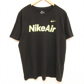 【中古】古着 ナイキ NIKE 半袖Tシャツ メンズ ビッグロゴ AIR コットン クルーネック 丸首 黒 ブラック XLサイズ 中古 | 春夏 夏物 夏服 メンズファッション カットソー ティーシャツ ティシャツ メンズTシャツ 半袖Tシャツ 半袖ティーシャツ カジュアルTシャツ おし