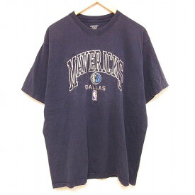 【中古】古着 リーボック REEBOK 半袖Tシャツ メンズ NBA ダラスマーベリックス 刺繍 大きいサイズ 2L LL ビッグシルエット ゆったり ビッグサイズ オーバーサイズ クルーネック 丸首 紺 ネイビー バスケットボール XLサイズ 中古 | 春夏 夏物 夏服 メンズファッション