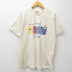 【中古】古着 フルーツオブザルーム 半袖 ビンテージ ヴィンテージTシャツ メンズ 90年代 90s RUNFEST 企業広告 Power Bar コットン クルーネック 丸首 生成り XLサイズ 中古 | 春夏 夏物 夏服 ヴィンテージTシャツ メンズファッション カットソー ティーシャツ ティシ