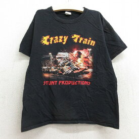 【中古】古着 半袖Tシャツ キッズ ボーイズ 子供服 電車 バス CRAZY TRAIN コットン クルーネック 丸首 黒 ブラック | 春夏 春物 春服 秋冬 秋物 秋服 女の子 子ども服 こども服 カジュアル ファッション おしゃれ かわいい