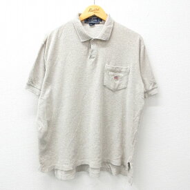 【中古】古着 ラルフローレン Ralph Lauren ポロジーンズ 半袖 ブランド ポロシャツ メンズ ワンポイントロゴ 胸ポケット付き 大きいサイズ 2L LL ビッグシルエット ゆったり ビッグサイズ オーバーサイズ コットン グレー 霜降り XLサイズ 中古 トップス | 春夏 春物