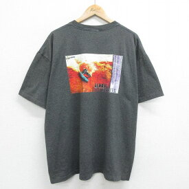 【中古】古着 ラスティ 半袖 ビンテージ ヴィンテージTシャツ メンズ 90年代 90s サーフィン 大きいサイズ 2L LL ビッグシルエット ゆったり ビッグサイズ オーバーサイズ クルーネック 丸首 濃グレー 霜降り XLサイズ 中古 | 春夏 夏物 夏服 メンズファッション カッ