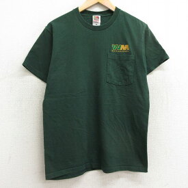 【中古】古着 フルーツオブザルーム 半袖 ビンテージ ヴィンテージTシャツ メンズ 90年代 90s WM 胸ポケット付き コットン クルーネック 丸首 緑 グリーン Mサイズ 中古 | 春夏 夏物 夏服 ヴィンテージTシャツ メンズファッション カットソー ティーシャツ ティシャツ