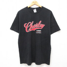 【中古】古着 半袖 ビンテージ ヴィンテージTシャツ メンズ 00年代 00s Charley カナダ コットン クルーネック 丸首 黒 ブラック Lサイズ 中古 | 春夏 夏物 夏服 ヴィンテージTシャツ メンズファッション カットソー ティーシャツ ティシャツ メンズTシャツ 半袖Tシャ