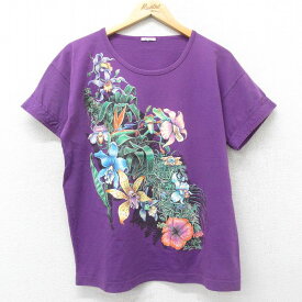 【中古】古着 半袖 ビンテージ ヴィンテージTシャツ メンズ 90年代 90s カエル 花 クルーネック 丸首 紫 パープル Lサイズ 中古 | 春夏 夏物 夏服 ヴィンテージTシャツ メンズファッション カットソー ティーシャツ ティシャツ メンズTシャツ 半袖Tシャツ 半袖ティーシ