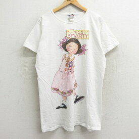 【中古】古着 半袖 ビンテージ ヴィンテージTシャツワンピース レディース 90年代 90s メアリーエンゲルブライト 女の子 ロング丈 コットン クルーネック 丸首 USA製 アメリカ製 白 ホワイト 【spe】 中古 | 春夏 春物 春服 秋冬 秋物 秋服 カットソー レディースファ