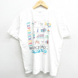 【中古】古着 半袖 ビンテージ ヴィンテージTシャツ メンズ 90年代 90s ワシントンDC ホワイトハウス 大きいサイズ 2L LL ビッグシルエット ゆったり ビッグサイズ オーバーサイズ コットン クルーネック 丸首 白 ホワイト XLサイズ 中古 | 春夏 夏物 夏服 ヴィンテー