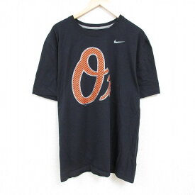 【中古】古着 ナイキ NIKE 半袖 ブランドTシャツ メンズ MLB ボルティモアオリオールズ 大きいサイズ 2L LL ビッグシルエット ゆったり ビッグサイズ オーバーサイズ コットン クルーネック 丸首 黒 ブラック メジャーリーグ ベースボール 野球 XLサイズ 中古 | 春夏