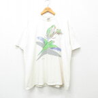 【中古】古着 ジャージーズ 半袖 ビンテージ ヴィンテージTシャツ メンズ 00年代 00s 鳥 大きいサイズ 2L LL ビッグシルエット ゆったり ビッグサイズ オーバーサイズ コットン クルーネック 丸首 生成り XLサイズ 中古 | 春夏 夏物 夏服 ヴィンテージTシャツ メンズフ