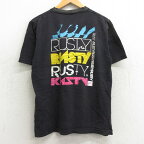 【中古】古着 半袖 ビンテージ ヴィンテージTシャツ メンズ 90年代 90s RUSTY コットン クルーネック 丸首 黒 ブラック Lサイズ 中古 | 春夏 夏物 夏服 ヴィンテージTシャツ メンズファッション カットソー ティーシャツ ティシャツ メンズTシャツ 半袖Tシャツ 半袖テ