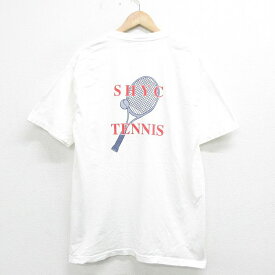 【中古】古着 半袖 ビンテージ ヴィンテージTシャツ メンズ 00年代 00s テニス コットン クルーネック 丸首 白 ホワイト Lサイズ 中古 | 春夏 夏物 夏服 ヴィンテージTシャツ メンズファッション カットソー ティーシャツ ティシャツ メンズTシャツ 半袖Tシャツ 半袖テ