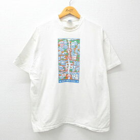 【中古】古着 ヘインズ Hanes 半袖 ビンテージ ヴィンテージTシャツ メンズ 90年代 90s 地図 ダラス コットン クルーネック 丸首 USA製 アメリカ製 白 ホワイト XLサイズ 中古 | 春夏 夏物 夏服 ヴィンテージTシャツ メンズファッション カットソー ティーシャツ ティ