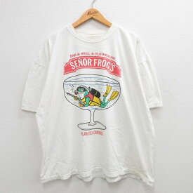 【中古】古着 半袖 ビンテージ ヴィンテージTシャツ メンズ 90年代 90s カエル 大きいサイズ 2L LL ビッグシルエット ゆったり ビッグサイズ オーバーサイズ コットン クルーネック 丸首 白 ホワイト XLサイズ 中古 | 春夏 夏物 夏服 ヴィンテージTシャツ メンズファッ