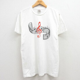 【中古】古着 フルーツオブザルーム 半袖 ビンテージ ヴィンテージTシャツ メンズ 00年代 00s 音符 ト音記号 コットン クルーネック 丸首 白 ホワイト Lサイズ 中古 | 春夏 夏物 夏服 ヴィンテージTシャツ メンズファッション カットソー ティーシャツ ティシャツ メン