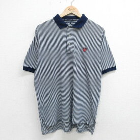 【中古】古着 ラルフローレン Ralph Lauren ポロゴルフ 半袖 ブランド ポロシャツ メンズ 90年代 90s ワンポイントロゴ 大きいサイズ 2L LL ビッグシルエット ゆったり ビッグサイズ オーバーサイズ コットン 白他 ホワイト ボーダー 【spe】 Lサイズ 中古 トップス |