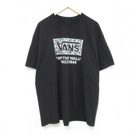 【中古】古着 バンズ VANS 半袖 ブランドTシャツ メンズ ビッグロゴ 大きいサイズ 2L LL ビッグシルエット ゆったり ビッグサイズ オーバーサイズ クルーネック 丸首 黒 ブラック XLサイズ 中古 | 春夏 夏物 夏服 メンズファッション カットソー ティーシャツ ティシャ