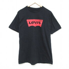 【中古】古着 リーバイス Levis 半袖 ブランドTシャツ メンズ ビッグロゴ コットン クルーネック 丸首 黒 ブラック Lサイズ 中古 | 春夏 夏物 夏服 メンズファッション カットソー ティーシャツ ティシャツ メンズTシャツ 半袖Tシャツ 半袖ティーシャツ カジュアルTシ