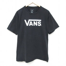 【中古】古着 バンズ VANS 半袖 ブランドTシャツ メンズ ビッグロゴ コットン クルーネック 丸首 黒 ブラック Lサイズ 中古 | 春夏 夏物 夏服 メンズファッション カットソー ティーシャツ ティシャツ メンズTシャツ 半袖Tシャツ 半袖ティーシャツ カジュアルTシャツ