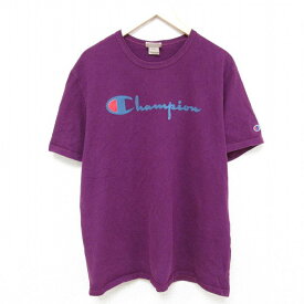 【中古】古着 チャンピオン Champion 半袖 ブランドTシャツ メンズ ビッグロゴ コットン クルーネック 丸首 紫 パープル XLサイズ 中古 | 春夏 夏物 夏服 メンズファッション カットソー ティーシャツ ティシャツ メンズTシャツ 半袖Tシャツ 半袖ティーシャツ カジュア