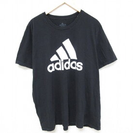 【中古】古着 アディダス adidas 半袖 ブランドTシャツ メンズ ビッグロゴ 大きいサイズ 2L LL ビッグシルエット ゆったり ビッグサイズ オーバーサイズ クルーネック 丸首 黒 ブラック XLサイズ 中古 | 春夏 夏物 夏服 メンズファッション カットソー ティーシャツ テ