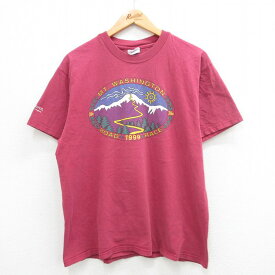 【中古】古着 ヘインズ Hanes 半袖 ビンテージ ヴィンテージTシャツ メンズ 90年代 90s ワシントン ロードレース コットン クルーネック 丸首 エンジ系 Lサイズ 中古 | 春夏 夏物 夏服 ヴィンテージTシャツ メンズファッション カットソー ティーシャツ ティシャツ メ