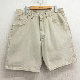 【中古】古着 ラングラー Wrangler ショートパンツ ショーツ メンズ 90年代 90s コットン USA製 アメリカ製 薄ベージュ カーキ デニム W34 中古 ボトムス 短パン ショーパン ハーフ | 春夏 春物 春服 夏物 夏服 半ズボン カジュアル メンズファッション ファッション