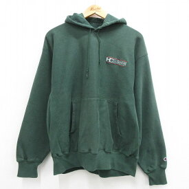 【中古】古着 長袖 チャンピオン Champion リバースウィーブパーカー メンズ 00年代 00s HCS 緑 グリーン XLサイズ 中古スウェット スエット トレーナー トップス | 春夏 春物 春服 秋冬 秋物 秋服 メンズファッション カジュアル おしゃれ ファッション