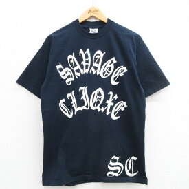 【中古】古着 半袖 ビンテージ ヴィンテージTシャツ メンズ 00年代 00s SAVAGE コットン クルーネック 丸首 紺 ネイビー Lサイズ 中古 | 春夏 夏物 夏服 ヴィンテージTシャツ メンズファッション カットソー ティーシャツ ティシャツ メンズTシャツ 半袖Tシャツ 半袖テ