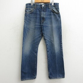 【中古】古着 ジーンズ Levis リーバイス 517 メンズ ブーツカット ヒゲ コットン 紺 ネイビー デニム W34 中古 ボトムス ジーパン Gパン ロングパンツ | 春夏 春物 春服 秋冬 秋物 秋服 長ズボン カジュアル メンズファッション ファッション おしゃれ