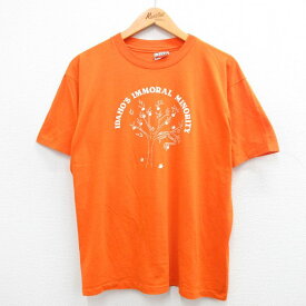 【中古】古着 ヘインズ Hanes 半袖 ビンテージ ヴィンテージTシャツ メンズ 80年代 80s リンゴ 木 クルーネック 丸首 USA製 アメリカ製 オレンジ XLサイズ 中古 | 春夏 夏物 夏服 ヴィンテージTシャツ メンズファッション カットソー ティーシャツ ティシャツ メンズT