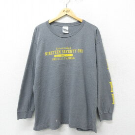 【中古】古着 ナイキ NIKE 長袖 ビンテージ ヴィンテージTシャツ メンズ 90年代 90s 大きいサイズ 2L LL ビッグシルエット ゆったり ビッグサイズ オーバーサイズ コットン USA製 アメリカ製 グレー 霜降り XLサイズ 中古 | 春夏 春物 春服 秋冬 秋物 秋服 メンズファ