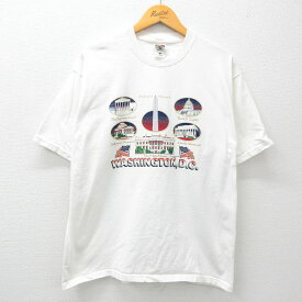 【中古】古着 フルーツオブザルーム 半袖 ビンテージ ヴィンテージTシャツ メンズ 00年代 00s ワシントンDC ホワイトハウス コットン クルーネック 丸首 白 ホワイト XLサイズ 中古 | 春夏 夏物 夏服 ヴィンテージTシャツ メンズファッション カットソー ティーシャツ