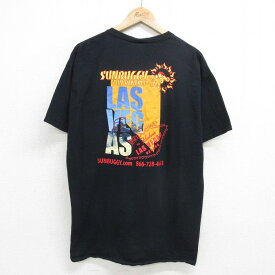 【中古】古着 フルーツオブザルーム 半袖Tシャツ メンズ バギー ラスベガス コットン クルーネック 丸首 黒 ブラック XLサイズ 中古 | 春夏 夏物 夏服 メンズファッション カットソー ティーシャツ ティシャツ メンズTシャツ 半袖Tシャツ 半袖ティーシャツ カジュアルT